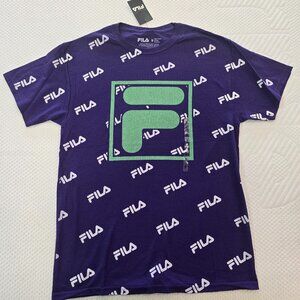 Fila Men's Purple Graphic Printed Logo Short Sleeve Tee Shirt Size Medium